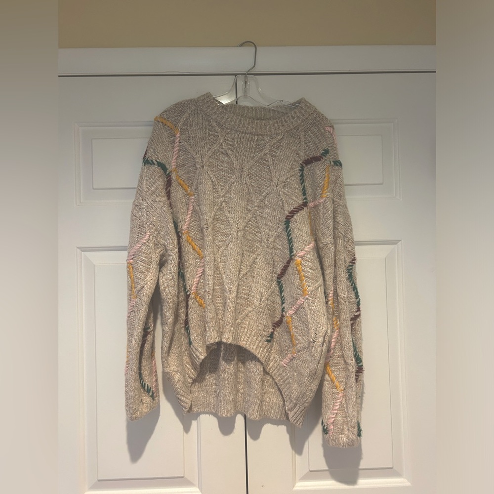 Modcloth Oversized Knit Sweater with Accent Colors
